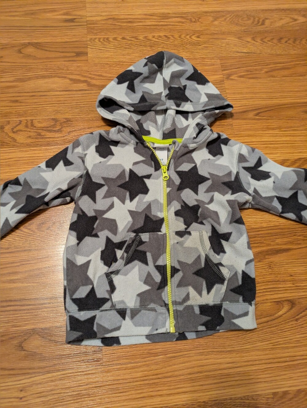 Circo Gray Star-Print Hooded Zip Sweatshirt with Yellow Zip